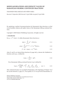 MODULAR RELATIONS AND EXPLICIT VALUES OF RAMANUJAN-SELBERG CONTINUED FRACTIONS