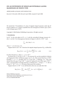 ON AN EXTENSION OF SINGULAR INTEGRALS ALONG MANIFOLDS OF FINITE TYPE