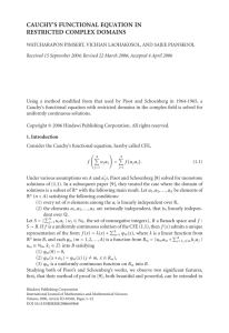 CAUCHY’S FUNCTIONAL EQUATION IN RESTRICTED COMPLEX DOMAINS