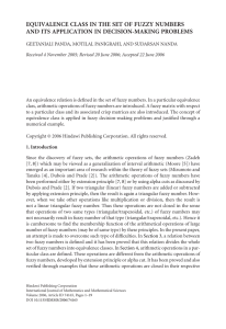 EQUIVALENCE CLASS IN THE SET OF FUZZY NUMBERS