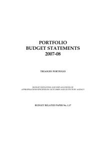 PORTFOLIO BUDGET STATEMENTS 2007-08 TREASURY PORTFOLIO