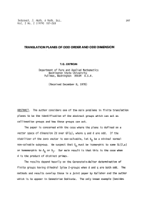 TRANSLATION PLANES OF ODD ORDER AND ODD DIMENSION J. 1978) Iternt.