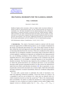 MULTILOCAL INVARIANTS FOR THE CLASSICAL GROUPS PAUL F. DHOOGHE