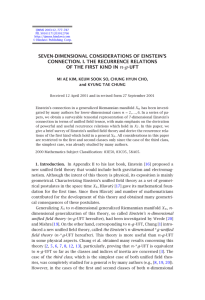 SEVEN-DIMENSIONAL CONSIDERATIONS OF EINSTEIN’S CONNECTION. I. THE RECURRENCE RELATIONS