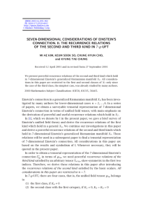 SEVEN-DIMENSIONAL CONSIDERATIONS OF EINSTEIN’S CONNECTION. II. THE RECURRENCE RELATIONS