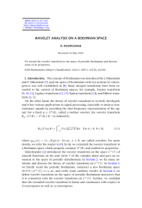WAVELET ANALYSIS ON A BOEHMIAN SPACE R. ROOPKUMAR