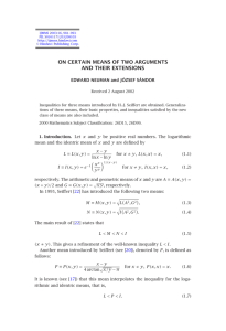 ON CERTAIN MEANS OF TWO ARGUMENTS AND THEIR EXTENSIONS