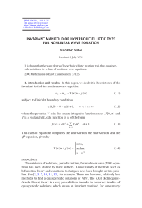 INVARIANT MANIFOLD OF HYPERBOLIC-ELLIPTIC TYPE FOR NONLINEAR WAVE EQUATION XIAOPING YUAN