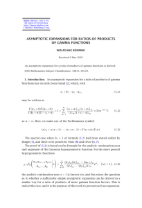 ASYMPTOTIC EXPANSIONS FOR RATIOS OF PRODUCTS OF GAMMA FUNCTIONS WOLFGANG BÜHRING
