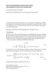 WEYL TRANSFORMS ASSOCIATED WITH THE RIEMANN-LIOUVILLE OPERATOR