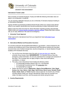 Dear University of Colorado Employee, Faculty and Staff (the following... apply to non-employees or students): International Traveler Letter