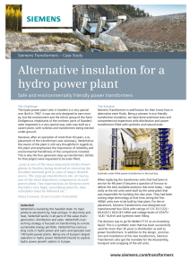Alternative insulation for a hydro power plant Siemens Transformers – Case Study