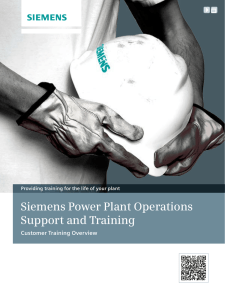 Siemens Power Plant Operations Support and Training Customer Training Overview