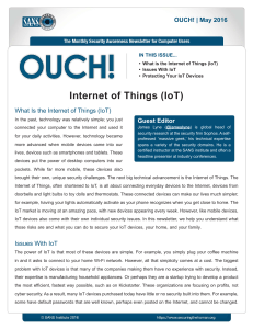 Internet of Things (IoT) Guest Editor OUCH! | May 2016