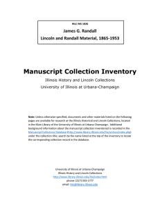 Manuscript Collection Inventory James G. Randall Lincoln and Randall Material, 1865-1953