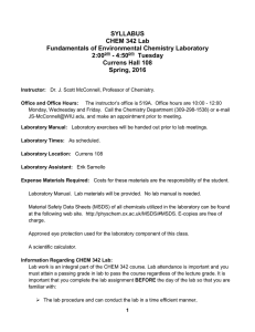 SYLLABUS CHEM 342 Lab Fundamentals of Environmental Chemistry Laboratory 2:00