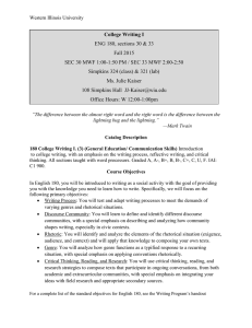 College Writing I ENG 180, sections 30 &amp; 33 Fall 2015
