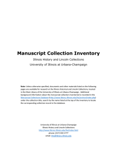 Manuscript Collection Inventory  Illinois History and Lincoln Collections