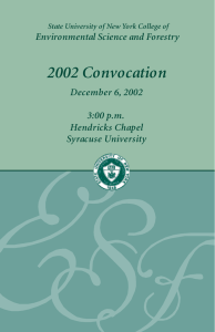 2002 Convocation  Environmental Science and Forestry December 6, 2002