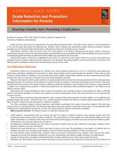 Grade Retention and Promotion: Information for Parents