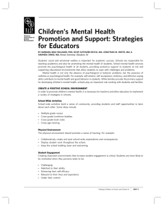 Children’s Mental Health Promotion and Support: Strategies for Educators