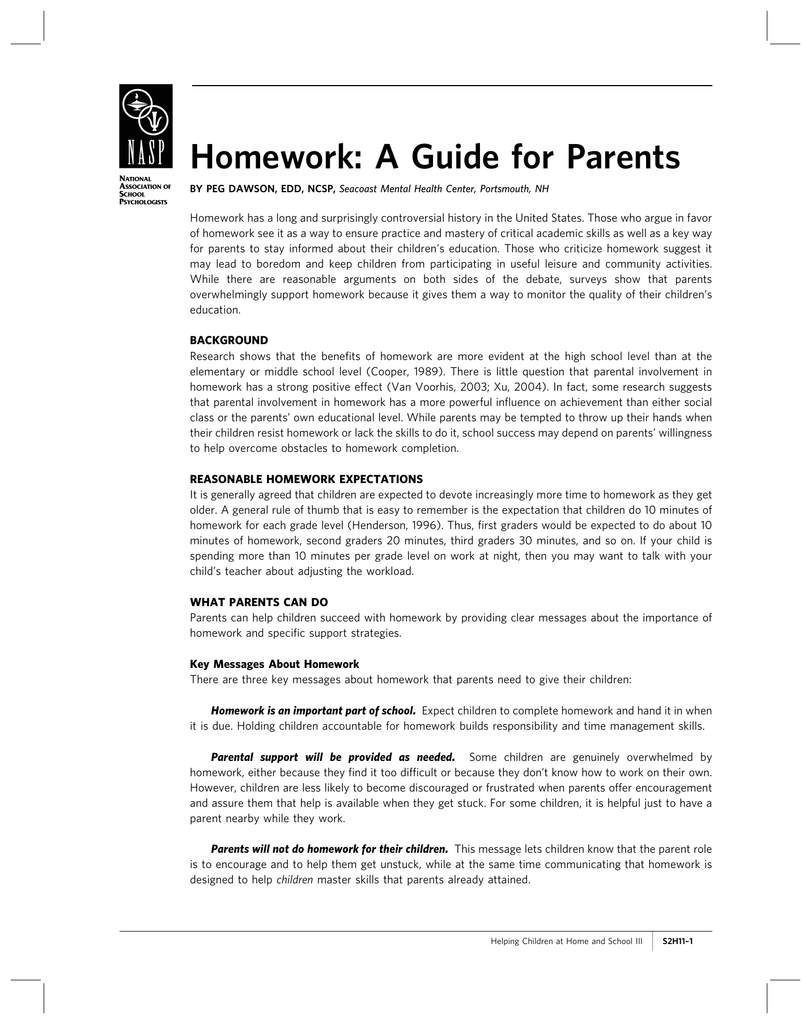 homework tips for parents pdf