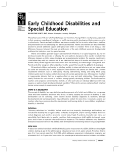 Early Childhood Disabilities and Special Education