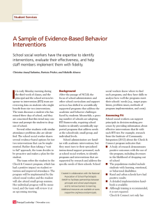 A Sample of Evidence-Based Behavior Interventions