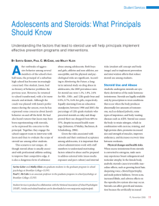 A Adolescents and Steroids: What Principals Should Know Student Services