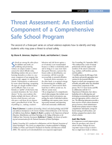 S T h reat Assessment: An Essential Safe School Program