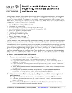 Best Practice Guidelines for School Psychology Intern Field Supervision and Mentoring