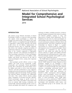 Model for Comprehensive and Integrated School Psychological Services National Association of School Psychologists