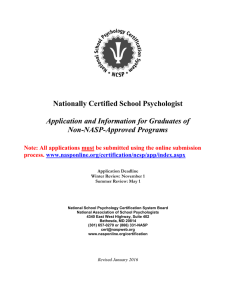 Nationally Certified School Psychologist Application and Information for Graduates of Non-NASP-Approved Programs