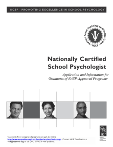 Nationally Certified School Psychologist  Application and Information for