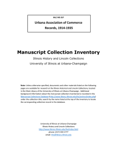 Manuscript Collection Inventory Urbana Association of Commerce   Records, 1914‐1935   