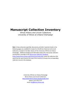 Manuscript Collection Inventory Illinois History and Lincoln Collections