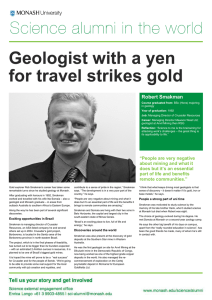 Geologist with a yen for travel strikes gold Robert Smakman
