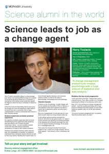 Science leads to job as a change agent  Harry Toulacis