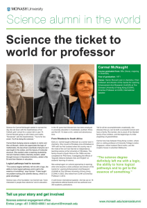 Science the ticket to world for professor  Carmel McNaught