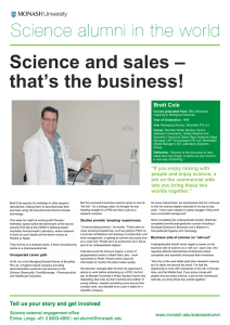Science and sales – that’s the business!  Brett Cole