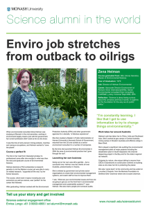 Enviro job stretches from outback to oilrigs Zena Helman