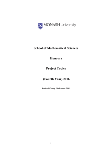 School of Mathematical Sciences Honours Project Topics