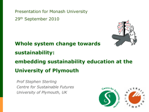 Whole system change towards sustainability: embedding sustainability education at the University of Plymouth