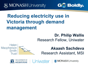 Reducing electricity use in Victoria through demand management Dr. Philip Wallis