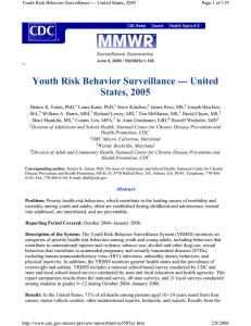 Youth Risk Behavior Surveillance --- United States, 2005