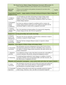 The Forest Service Climate Change Performance Scorecard, 2010 (version 1.2) Scorecard Yes/No Element
