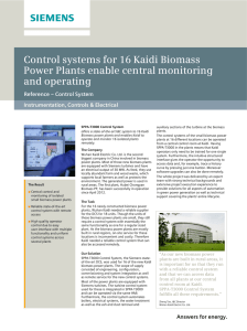 Control systems for 16 Kaidi Biomass Power Plants enable central monitoring
