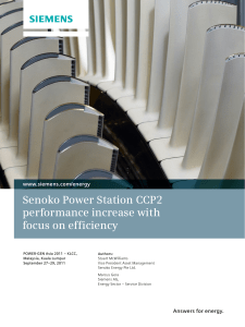 Senoko Power Station CCP2 performance increase with focus on efficiency www.siemens.com/energy