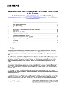 Replacement Generators to Modernize and Uprate Power Trains Limited