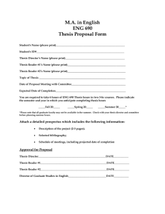 M.A. in English ENG 690 Thesis Proposal Form